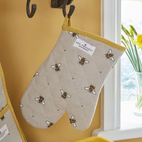 Guanti da cucina in cotone beige e giallo Bumble Bees - Cooksmart ®