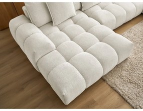 Divano angolare bianco allungabile e con contenitore (penisola a destra/a U) con rivestimento in ciniglia Everest – Bobochic Paris