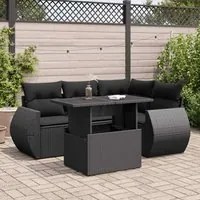 Set Divani da Giardino 5 pz con Cuscini in Polyrattan Nero 3326626