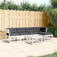 Set Divani Giardino 5pz con Cuscini Bianco Legno Massello Pino 3217006