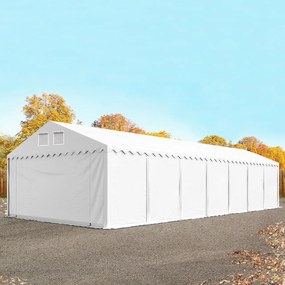 TOOLPORT 5x14 m tenda capannone, altezza 2,6m, PVC 800, telaio perimetrale, bianco, con statica (sottofondo in terra) - (57707)