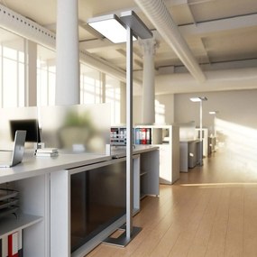 Lampada da terra per ufficio Arcchio LED Aila, argento, sensore di luce diurna Aila Arcchio, dimmerabile, Alluminio / Grigio / Zincato, Studio / Ufficio, Alluminio, Moderno