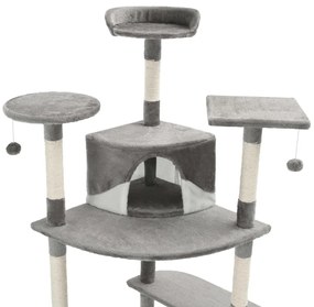 Albero per gatti con tiragraffi in sisal 203 cm grigio e bianco