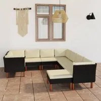 Set Divani da Giardino 9 pz con Cuscini in Polyrattan Nero cod mxl 40514