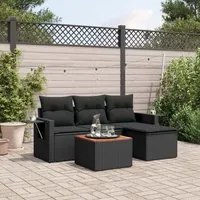 Set Divani da Giardino 5 pz con Cuscini in Polyrattan Nero 3256860