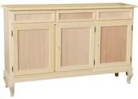 Credenza 3 porte 3 cassetti legno grezzo 155x45x98 - Mobili 2G