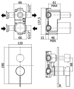 Paffoni Rock Ro018cr Miscelatore lavabo Incasso Con Deviatore e 2 Uscite Cromo