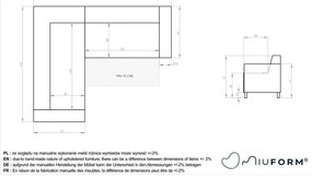 Divano angolare rosa allungabile e con contenitore (con penisola a sinistra/a L) Classy Sophie – Miuform
