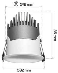 Faro LED da Incasso 15W Foro Ø75mm IP65 CCT, UGR19, Philips CertaDrive Colore Bianco Variabile CCT