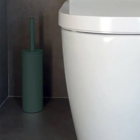 Set pattumiera 5lt a pedale e portascopino in acciaio verde scuro opaco Axin