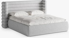Letto imbottito Mount con contenitore in tessuto strutturato Puente - 180x200 cm