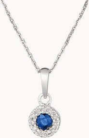Collana in argento con zaffiri e diamanti Précieux Saphir, 0,16 carati
