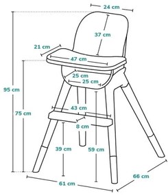 Lionelo - Sedia da pranzo per bambini MONA Black Onyx