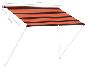 Tenda da Sole Retrattile con LED 100x150 cm Arancione e Marrone