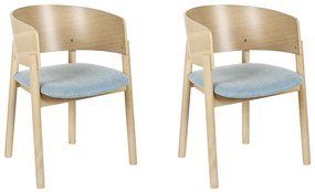 Set di 2 sedie da pranzo tessuto azzurro e legno chiaro MARIKANA Beliani