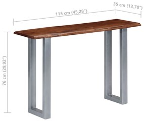 Tavolo Consolle 115x35x76 cm Legno Massello d'Acacia e Ferro