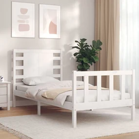 Giroletto con testiera bianco small single legno massello