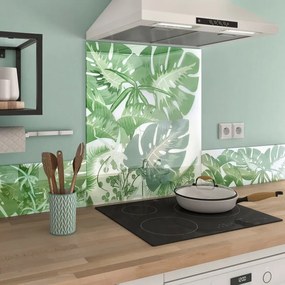 Pannello decorativo della cucina vetro Gwanda bianco e verde L60 cm x H70 cm
