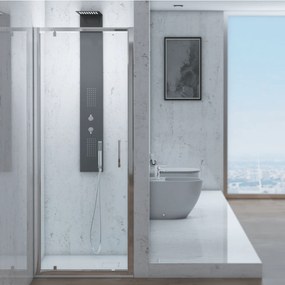 Box Doccia Battente 90 Cm Feridras "T-Squared" Cromo Lucido/Vetro Trasparente