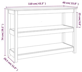 Tavolo Consolle Grigio 110x40x74 cm in Legno Massello di Pino