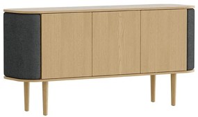 Cassettiera bassa in rovere decorato in colore antracite-naturale 150x75 cm Treasures - UMAGE