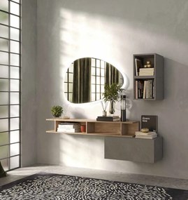 Mobile da ingresso Ivo in finitura Argilla e Rovere Cadiz