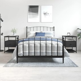 Comodini 2pz Neri 40x42x56 Cm İn Legno Multistrato /