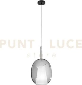 Lampadario a sospensione pirex grigia in vetro 1 luce attacco e27 b...