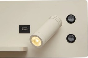 Set di 2 lampade da parete beige con LED, USB e caricatore a induzione - Riza