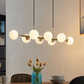 Lampada a sospensione in vetro Kiamo Lindby, dimmerabile, Bianco / Opale, Soggiorno / Sala da pranzo, Metallo, Moderno, Lampada a sospensione