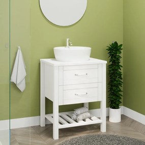 Kamalu - Mobile bagno a terra 60 cm stile classico bianco opaco | LAC-THALASSA-60