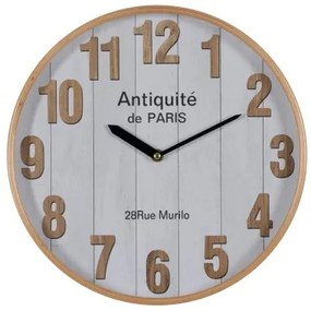 Orologio da Parete Bianco Naturale Legno Cristallo 32 x 32 x 4,5 cm