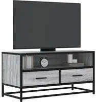 Mobile TV Grigio Sonoma 80x34,5x40 cm Legno Multistrato Metallo 848812