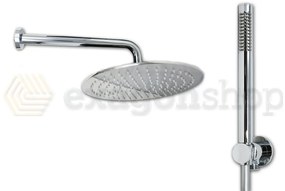 Set soffione doccia 30 cm tondo 6,5 mm con braccio 30 cm in acciaio e set doccetta tonda cromo Smart