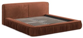 Letto matrimoniale imbottito color terracotta con contenitore e rete inclusi 180x200 cm Keoni – Makamii
