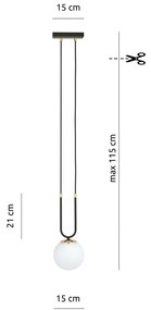 Lampadario a Sospensione in Acciaio e Vetro GLAM 1 Nero E14