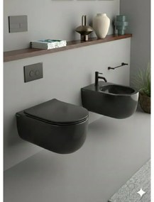 Bidet sospeso Best L36 x H27 x P53 cm nero opaco Olympia Ceramica, con fissaggi inclusi