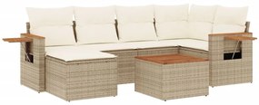 Set divani da giardino 7 pz con cuscini beige in polyrattan