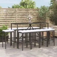 Set Bar da Giardino 11 pz con Cuscini in Polyrattan Nerocod mxl 91275