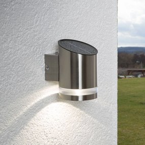 Lampada solare LED Salma applicazione a parete SALMA Lindby, Alluminio / Grigio / Zincato, Acciaio Inox, Moderno, Lampada solare da esterni