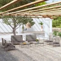 Set Divani da Giardino 8 pz con Cuscini in Polyrattan Grigio cod mxl 39200