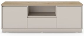 Mobile TV beige con effetto rovere 161x55x40 cm Loreta – Marckeric