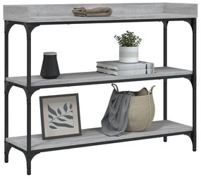 Tavolino consolle con ripiani grigio sonoma 100x30x80 cm
