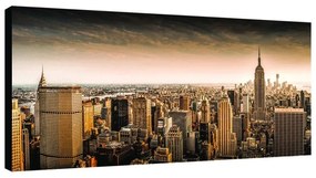 Stampa su tela Alba sullo skyline di New York, seppia 140 x 70 cm