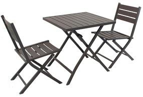ABELUS - set tavolo in alluminio e teak cm 70 x 70 x 73 h con 2 sedie Abelus