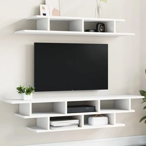 Mobili tv a muro bianchi in legno multistrato