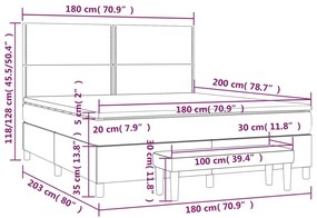 Giroletto a Molle con Materasso Grigio Chiaro 180x200cm Velluto