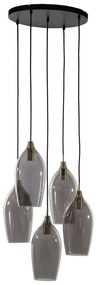 Lampadario con paralume in vetro grigio scuro-bronzo ø 45 cm Lukaro - Light &amp; Living
