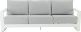 Divano da giardino con cuscino grigio e braccioli Athena NATERIAL da 3 posti, struttura in alluminio seduta in alluminio bianco, L 245 x H 91 x P 88 cm