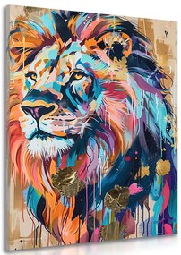 Stampa su tela – Leone con imitazione di pittura
